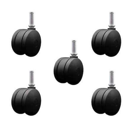 Service Caster 3'' Office Chair Casters Nylon Twin Wheel 7/16'' Grip Ring Stem, 5PK SCC-UHGR02S75-NYS-716176-5